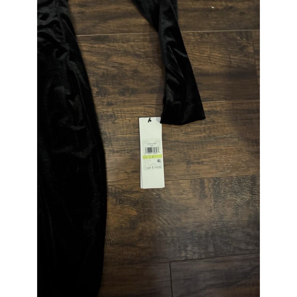 NWT Calvin Klein Black Wrap Velvet Dress Size 4 - Picture 2 of 7